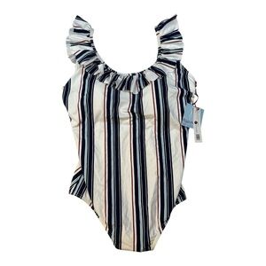 DM Fashion Divinitá Sole Ruffle One-Piece Swimsuit XL Striped NWT